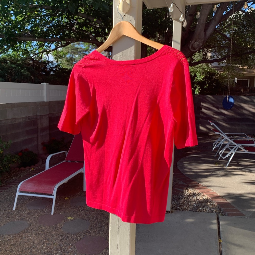 Talbots Petites Fuchsia/ Raspberry Short Sleeves … - image 2